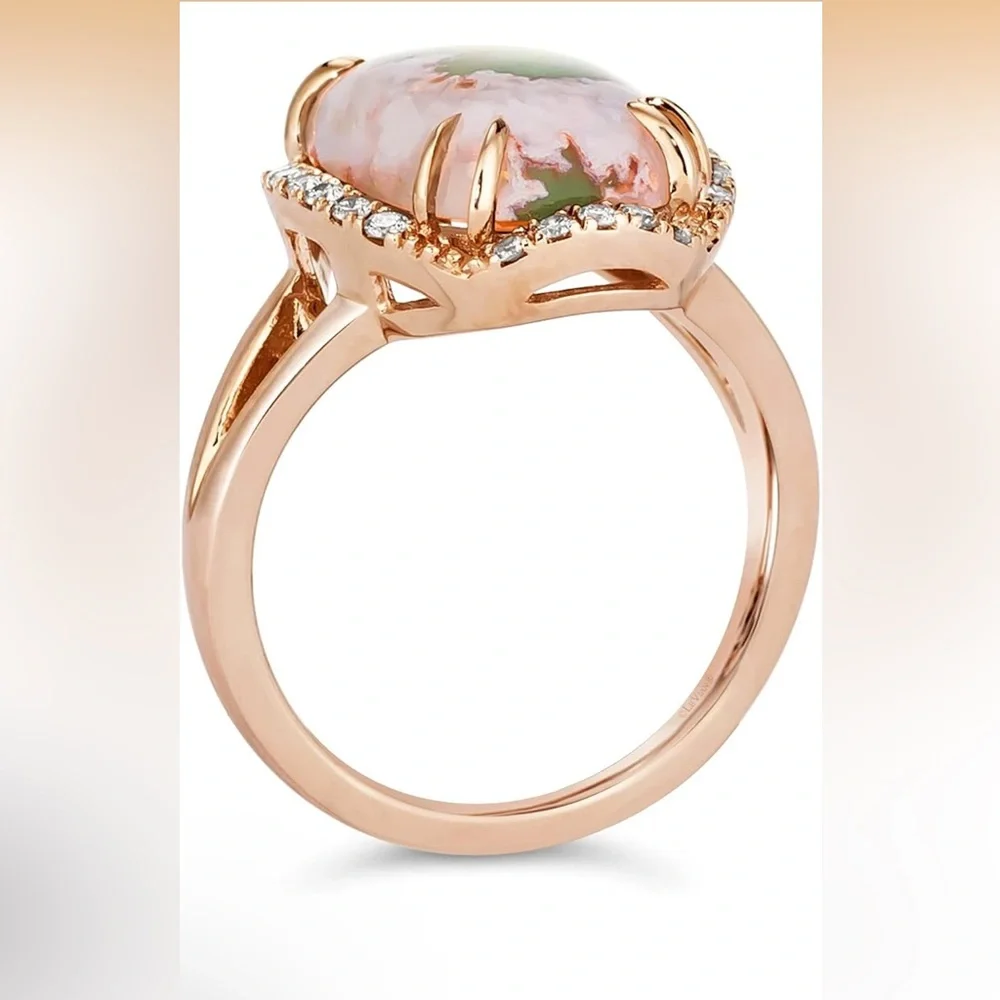 Beautiful 💜NWT ✨LeVian Rose Gold Ring with Green and Pink Stone sz 7 - Picture 7 of 11